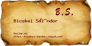 Bicskei Sándor névjegykártya